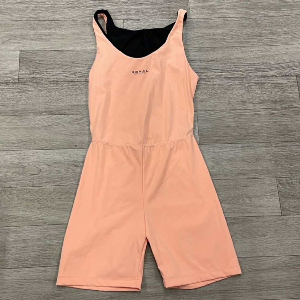 Koral Test Blackout Short Jumpsuit Pompano Orange Medium Nwt - Picture 8 of 8